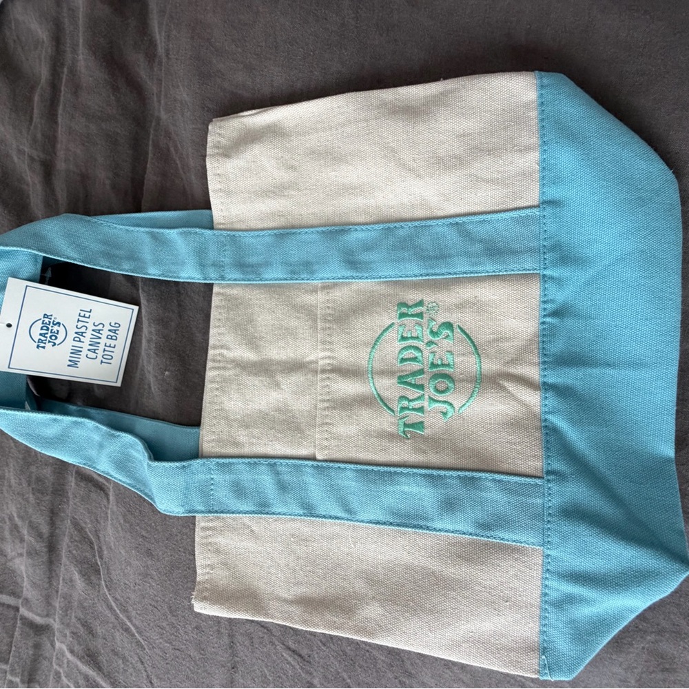 Trader Joe's Pastel Canvas Tote Bag - Mint, Pink, Lavender, Aqua Options - Picture 2 of 4